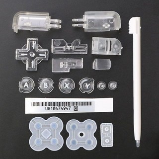 ABXY L R D 패드 크로스 버튼 전체 세트 + 전도성 스타일러스 터치 펜 라벨 for 닌텐도 DS 라이트 NDSL 교체 레드, Clear