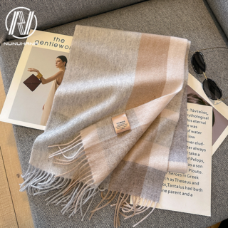 NUNUHANA 여성 보들 캐시미어 체크 머플러 Z71