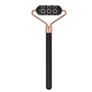 鍺滾輪美容器 - 鋁合金按摩棒 單頭瘦臉器 - 面部/眼部按摩, 1個, 黑色