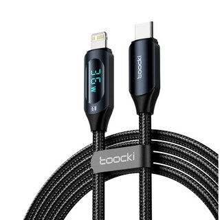 Toocki 蘋果 PD36W 快充數據線 Type-C 轉 Lightning iPhone 快充線 PD快充, 1個, 黑Type-C,1m