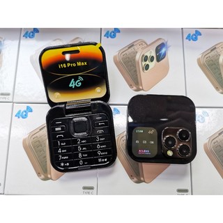 MiNi i16 Pro max 折疊手機 - 翻蓋手機 迷你手機 老人手機 學生手機 可裝卡/可打電話, 黑色【支援4G/可切換中文繁體】, 1個