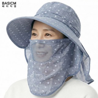 베이직엠 여성 여름모자 썬캡 땡땡이 그늘막 햇빛가리개