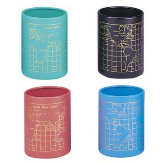 LIFE 徠福 NO.2341 鐵製地圖筆筒，地圖造型筆插，辦公桌面收納好幫手，鐵製耐用防滑, 1個