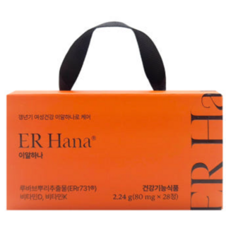 이알하나 ER hana 80mg x 28정 2박스 갱년기 여성 ERr731 루바브뿌리 추출물, 1개