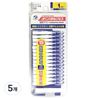 잭스 덴탈프로 치간칫솔, 15개입, 5개