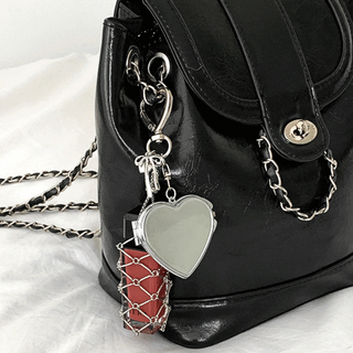 [가꾸템/1col] 리올 실버 립스틱 홀더 하트 미러 체인 키링