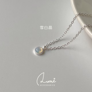 ALUMI S925純銀迷你水晶項鍊，天然水晶蛋白石海藍寶草莓晶鎖骨鍊，現貨禮物