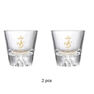 위스키잔 양주 언더락잔 야마자키 Glod 캐릭터 일본 후지산 설산 Xo 안경 후지야마 스노버그 텀블러 물컵 선물 상자, 2개