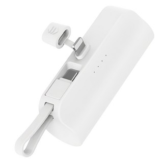 뉴클 도킹형 미니 일체형 보조배터리 5000mAh 메인 8핀 + 서브 C타입, NCPB-R5-CHL(8핀), 화이트