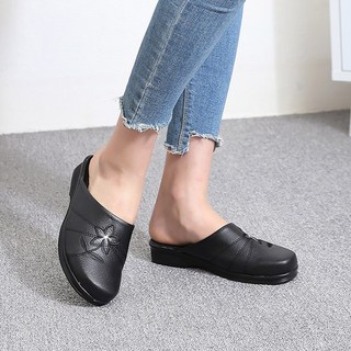 이에스슈즈 도라지숙방 - 국산 꽃자수 여성슬리퍼 막힌 지압 사무실 실내화 플라워 슬리퍼