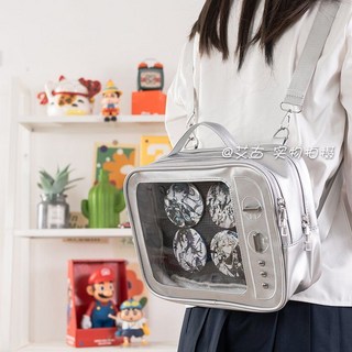 y2k 레트로 스타일 TV 이타백 20cm 솜인형 수납 투명 백팩