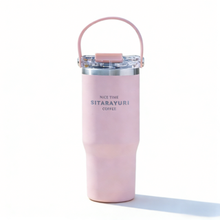 304不鏽鋼冰霸杯 保溫咖啡杯 隨身吸管水杯 冰壩搖搖杯 車載保冷保溫壺 旅行隨手杯, 【甜美粉】雙飲丨可手提丨專櫃品質,【900ML】超大容量, 1個