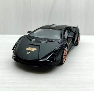 宅米吉 全新盒裝現貨 1:32 藍寶堅尼 閃電 SIAN 消光黑色 合金 模型車 聲光車 玩具 收藏 交通, 1個