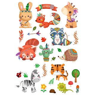 AR-TF-可愛動物0004轉印紙 熱轉印藝術紙 蝶谷巴特DIY材料包 可愛動物圖案 拼貼裝飾, 1個, 熱轉印