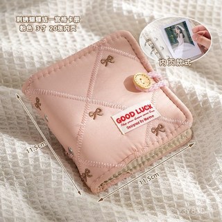 臺灣出貨 刺繡蝴蝶結一宮格卡冊 3寸小卡收納冊 活頁拍立得相冊 鈕扣卡冊, 【溫柔粉】木質紐扣+40張超清內頁/40,治癒系【中式刺繡】追星必備, 1個