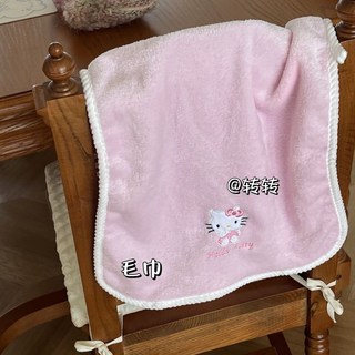 kt凱蒂卡通珊瑚浴巾 可愛刺繡兒童家用吸水柔軟毛巾 加長款寶寶浴巾, 1個, %【毛巾】七天wu理由喲