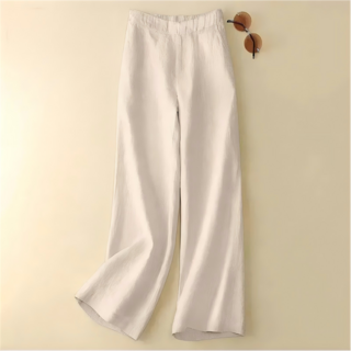VEZRI 여성 코튼 린넨 느낌 와이드 팬츠 봄 여름 루즈핏 드레이핑 하이웨이스트 스트레이트 여성 바지 F88