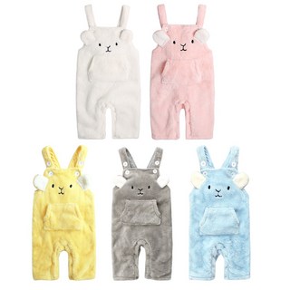 Augelute 舒棉絨動物造型吊帶褲 立體耳朵造型吊帶褲 秋冬吊帶褲 82040