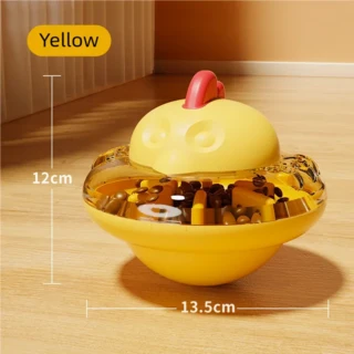 닭 모양 다기능 애완동물 슬로우 급여기 텀블러 강아지 고양이 씹기용 지루함 방지 인터랙티브 IQ 훈련 액세서리, YELLOW