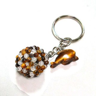 虎眼白玉小花雙色彩球與海豚鑰匙圈, 1個