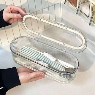 씨엠 대용량 물빠짐 수저통, 1개, 투명