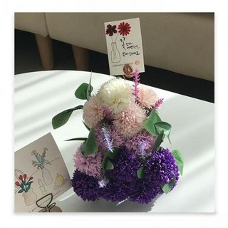 꽃다발 화환 여자친구 생화같은 미니 인테리어 예쁜, 카네이션+장미_퍼플계열