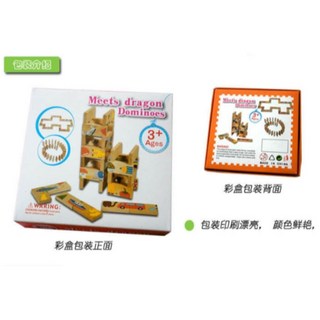 幼兒玩具 28塊動物接龍木製骨牌玩具 多米諾拼圖 早教益智積木 兒童拼圖遊戲, 1個, 多米諾骨牌 A款E5D／彩盒