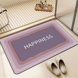 硅藻泥浴室吸水速乾防滑腳墊 衛生間厠所門口地墊 客廳入戶進門墊子, 1個, 圓角漸變-豆沙粉,40x60cm硅藻泥軟墊