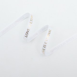 臺南出貨 1公分*45米 燙金緞帶 螺紋絲帶 花束包花彩帶 禮品禮盒緞帶 鮮花包裝材料 花店花藝, 純白, 1個