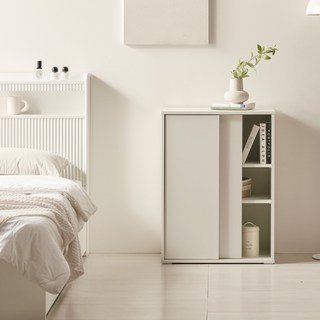 데코라인 낮은 슬라이딩 도어 틈새 수납장 600, 화이트