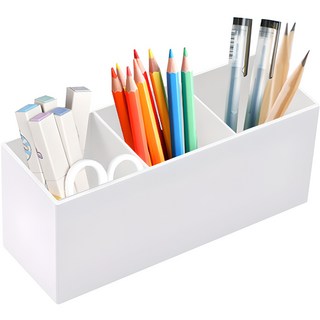 亞克力桌面多用途筆筒, 白色, 1個