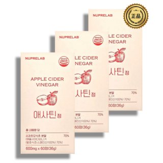 에코리브 애사틴정 애사틴 애사비 사과초모 다이어트 보조제 장건강 탄수화물 초모균 600mg X 60정, 3개, 60회분