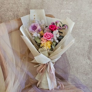 桃粉永生玫瑰花束 / 告白花束 / 現貨供應, 無須加購