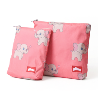 오우아스튜디오 어린이집 준비물 방수 파우치 2종 세트, 더비 핑크