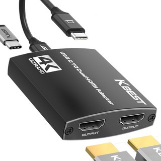 USB C TO HDMI 듀얼 트리플 모니터 분배기 4in 1 2대 3대 복제 확장 동시 사용 노트북 컴퓨터 화면 멀티 허브 젠더 1:2 1:3, 1개