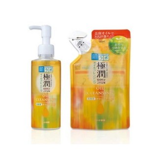 Rohto Hadalabo Gokujyun 오일 클렌징 200ml 병 + 180ml 리필 파우치 세트 일본 수입 210136
