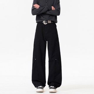 男款純色寬鬆休閒牛仔褲