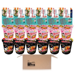 컵라면 기획세트 불닭볶음면 소컵6입 +까르보불닭 소컵6입 +먹꾸먹꾸 일번지포차 잔치쌀국수 멸치맛6입, 1박스