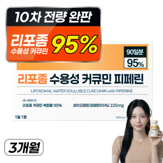 강황 수용성 리포좀 커큐민 피페린 100% 인도산 식약처 인증 haccp 바이오페린 비엔엘, 1개, 90정