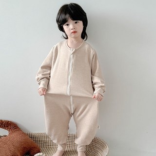 DFMEI 寶寶睡袋秋冬款德絨分腿保暖男童連體防踢被, 咖色