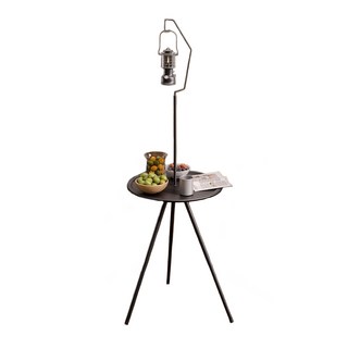 디프 미니 캠핑 테이블 높이조절 랜턴걸이, 블랙