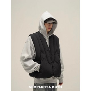 SEMPLICITA 韓國半拉鍊鋪棉背心，保暖設計感防風黑，百搭外搭男女皆可