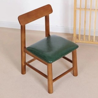 椅凳 板凳 換鞋凳 凳子 小凳子 木頭椅 椅子 實木凳子 實木靠背椅家用客廳小椅子吃飯餐椅, 胡桃色+綠墊【32*32*50cm】, 1個