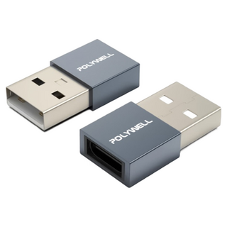 POLYWELL USB2.0/3.0轉接頭 Type-A Type-C 轉換器 轉接器，輕巧便攜，即插即用，適用於多種設備, 黑, 1個, 2cm