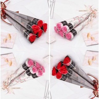 鮮花紅玫瑰花束 贈送禮品, (25cm小朵)紅康乃馨 霧面款捲筒花束, 1件