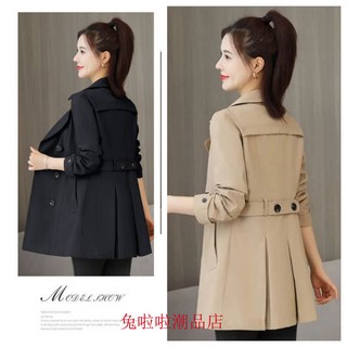 質感風衣【有裡佈】拚色風衣外套 排扣風衣外套女外套 挺版外套 厚磅風衣 收腰英倫風外套日係外套小眾設計感減齡短外套