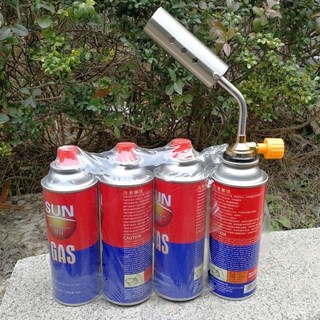 1300°C 高溫 噴火槍 360° 旋轉 多功能噴火槍 超大口徑 預熱銅管 安全便攜, 1個, 360度使用噴槍+氣體4瓶