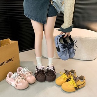 爆款小衆厚底板鞋女，復古德訓麵包鞋，2025新款百搭休閒運動鞋，增高顯瘦