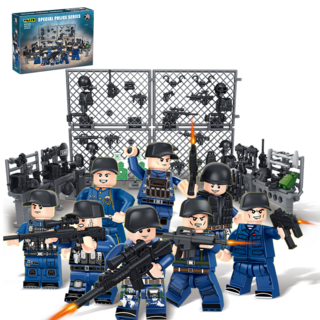 Wakku 시티 경찰특공대 레고호환블록 무기고 피규어 8in1블럭세트 pcs451, 1세트