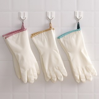 걸이형 튼튼한 니트릴 고무장갑 (32cm), 3개, 중(M), 핑크/그린/노랑